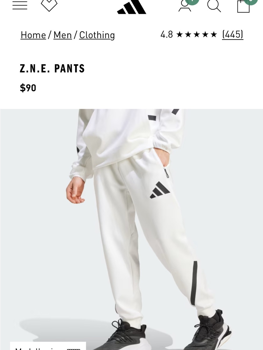Adidas ZNE White Jogger Sweatpants with Black Logo - Picture 6 of 6